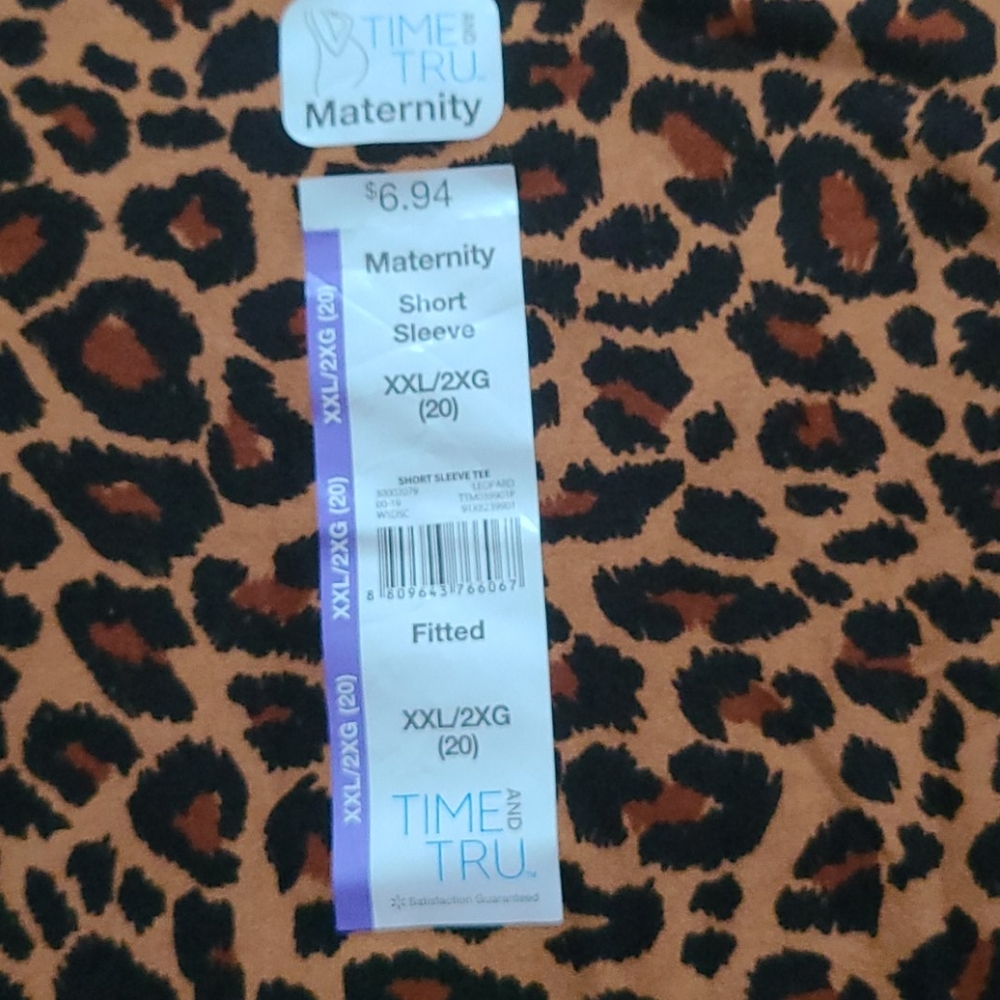 NWT Time & Tru Maternity Cheetah tee shirt XXL - Picture 2 of 3